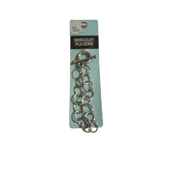 DIY Jewelry Making Chain Bracelet Base Silver Tone Bead Landing - Picture 1 of 5